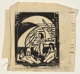 Artist: Blackburn, Vera. | Title: Bookplate: Bickerton Blackburn. | Date: 1980s | Technique: linocut, printed in black ink, from one block | Copyright: © Vera Blackburn