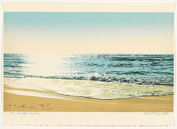 Artist: b'Rose, David.' | Title: b'Sea edge, morning' | Date: 1981 | Technique: b'screenprint, printed in colour, from multiple stencils' Artist: b'Rose, David.' | Title: b'Sea edge, morning' | Date: 1981 | Technique: b'screenprint, printed in colour, from multiple stencils'