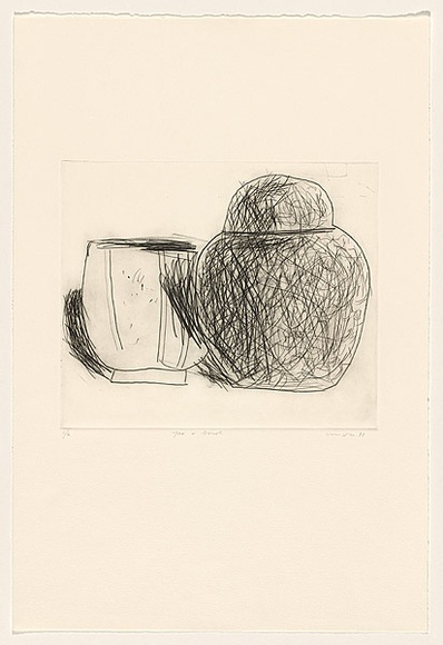 Artist: Lincoln, Kevin. | Title: Jar and bowl. | Date: 1983 | Technique: drypoint, printed in black ink, from one perspex plate