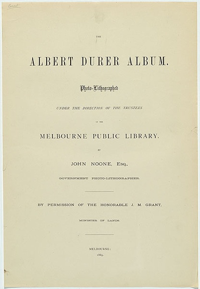 Title: Title page. | Date: 1869 | Technique: photolithograph, printed in black ink from one plate