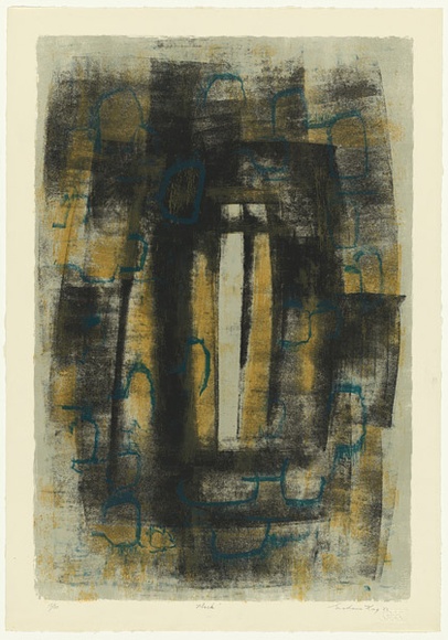 Artist: b'King, Grahame.' | Title: b'Mask' | Date: 1963 | Technique: b'lithograph, printed in colour, from four stones [or plates]'
