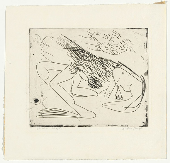 Artist: b'BOYD, Arthur' | Title: b'Running Nebuchadnezzar with suns.' | Date: (1968-69) | Technique: b'etching and aquatint, printed in black ink, from one plate' | Copyright: b'Reproduced with permission of Bundanon Trust' Artist: b'BOYD, Arthur' | Title: b'Running Nebuchadnezzar with suns.' | Date: (1968-69) | Technique: b'etching and aquatint, printed in black ink, from one plate' | Copyright: b'Reproduced with permission of Bundanon Trust'
