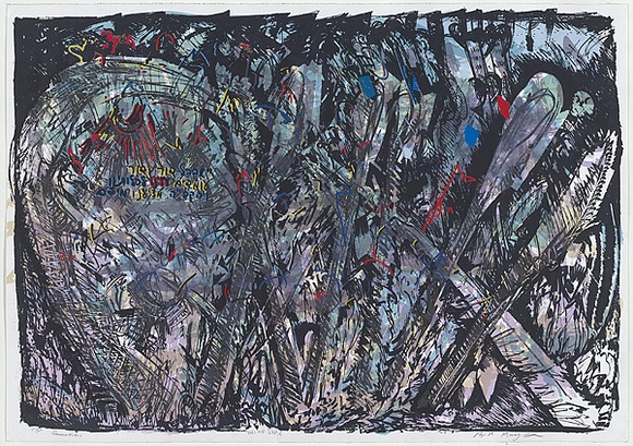 Artist: b'MEYER, Bill' | Title: b'Generations' | Date: 1991 | Technique: b'screenprint, printed in twelve colours, from multiple screens, reduction, direct' | Copyright: b'\xc2\xa9 Bill Meyer' Artist: b'MEYER, Bill' | Title: b'Generations' | Date: 1991 | Technique: b'screenprint, printed in twelve colours, from multiple screens, reduction, direct' | Copyright: b'\xc2\xa9 Bill Meyer'