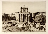 Artist: LINDSAY, Lionel | Title: San Lorenzo in the Forum, Rome | Date: 1928 | Technique: drypoint, printed in brown ink with plate-tone, from one plate | Copyright: Courtesy of the National Library of Australia