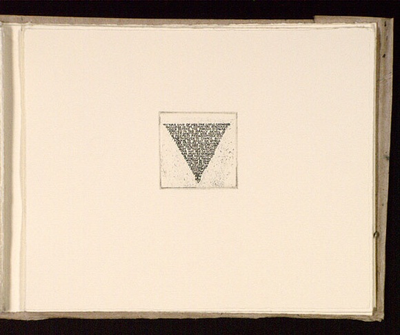 Artist: b'Mann, Gillian.' | Title: b'(Triangle containing text).' | Date: 1981 | Technique: b'etching, printed in black ink, from one plate' Artist: b'Mann, Gillian.' | Title: b'(Triangle containing text).' | Date: 1981 | Technique: b'etching, printed in black ink, from one plate'