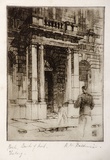 Artist: Baldwinson, Arthur. | Title: Porch, Bank of Australia, Geelong. | Date: 1928 | Technique: etching and aquatint, printed in brown ink with plate-tone, from one copper plate