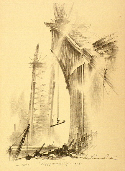 Artist: b'Curtis, Robert Emerson.' | Title: b'Foggy morning, 1929.' | Date: 1932 | Technique: b'lithograph, printed in black ink, from one plate' Artist: b'Curtis, Robert Emerson.' | Title: b'Foggy morning, 1929.' | Date: 1932 | Technique: b'lithograph, printed in black ink, from one plate'