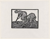 Artist: Groblicka, Lidia | Title: Potato diggers | Date: 1957 | Technique: woodcut, printed in black ink, from one block