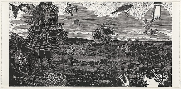 Title: bView of Geelong toward great, great grandmother Stinton's garden | Date: 2007 | Technique: b'linocuts, printed in black ink, each from one block' Title: bView of Geelong toward great, great grandmother Stinton's garden | Date: 2007 | Technique: b'linocuts, printed in black ink, each from one block'