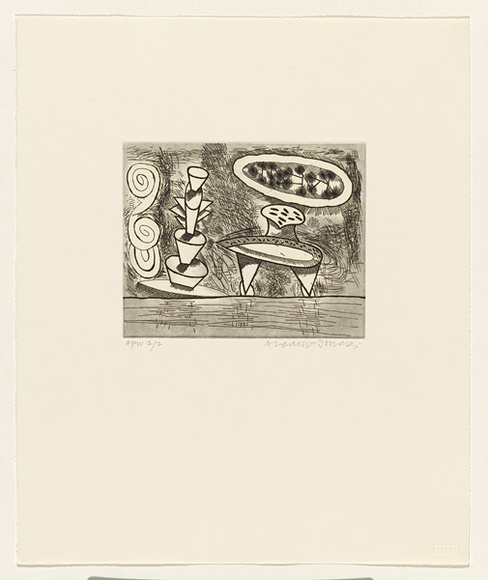 Artist: b'LEACH-JONES, Alun' | Title: b'The Welsh suite (#5)' | Date: October 1991 | Technique: b'etching, printed in black ink with plate-tone, from one plate' | Copyright: b'Courtesy of the artist' Artist: b'LEACH-JONES, Alun' | Title: b'The Welsh suite (#5)' | Date: October 1991 | Technique: b'etching, printed in black ink with plate-tone, from one plate' | Copyright: b'Courtesy of the artist'
