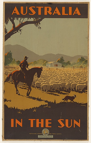 Artist: b'TROMPF, Percy' | Title: b'Australia in the sun' | Date: (1930-39) | Technique: b'lithograph, printed in colour, from multiple stones' Artist: b'TROMPF, Percy' | Title: b'Australia in the sun' | Date: (1930-39) | Technique: b'lithograph, printed in colour, from multiple stones'
