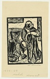 Artist: Groblicka, Lidia | Title: Model [old man seated] | Date: 1958 | Technique: linocut, printed in black ink, from one block