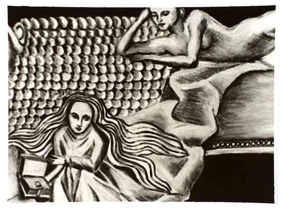 Artist: b'Watson, Jane' | Title: b'not titled [Black and white copy of two figures]' | Date: 1993 | Technique: b'digital-print, printed in black, from photograph'