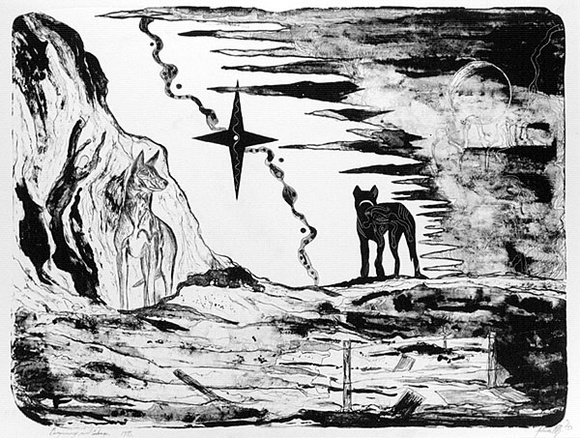 Artist: b'Johnson, John.' | Title: b'Beginnings and endings' | Date: 1995 | Technique: b'lithograph, printed in black ink, from one stone' Artist: b'Johnson, John.' | Title: b'Beginnings and endings' | Date: 1995 | Technique: b'lithograph, printed in black ink, from one stone'