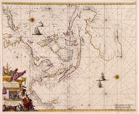 Artist: b'De Wit, Frederick.' | Title: b'Orientaliora indiarum orientalium...Oost Indien.' | Date: 1680 | Technique: b'line-engraving, printed in black ink, from one copper plate; hand-coloured' Artist: b'De Wit, Frederick.' | Title: b'Orientaliora indiarum orientalium...Oost Indien.' | Date: 1680 | Technique: b'line-engraving, printed in black ink, from one copper plate; hand-coloured'