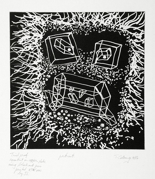 Artist: b'COLEING, Tony' | Title: b'Portrait.' | Date: 1986 | Technique: b'aquatint, printed in black ink, from one plate'