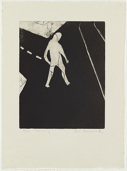 Artist: b'MADDOCK, Bea' | Title: b'Journey V: Crossing' | Date: 1966 | Technique: b'line-etching, aquatint and drypoint, printed in black ink, from one copper plate' Artist: b'MADDOCK, Bea' | Title: b'Journey V: Crossing' | Date: 1966 | Technique: b'line-etching, aquatint and drypoint, printed in black ink, from one copper plate'