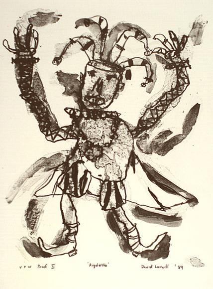 Artist: b'Larwill, David.' | Title: b'Study for Rigoletto' | Date: 1989 | Technique: b'lithograph, printed in black ink, from one stone' Artist: b'Larwill, David.' | Title: b'Study for Rigoletto' | Date: 1989 | Technique: b'lithograph, printed in black ink, from one stone'