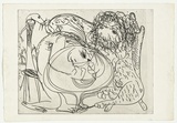 Artist: BOYD, Arthur | Title: Seated lion and potter. | Date: (1968-69) | Technique: etching, printed in black ink, from one plate | Copyright: Reproduced with permission of Bundanon Trust