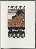 Artist: White, Robin. | Title: Not titled (this is Florence.). | Date: 1985 | Technique: woodcut, printed in black ink, from one block; handcoloured