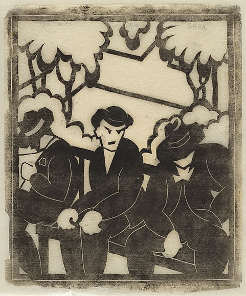 Artist: b'REHFISCH, Alison' | Title: b'Park bench.' | Date: 1934 | Technique: b'linocut, printed in black ink, from one block' Artist: b'REHFISCH, Alison' | Title: b'Park bench.' | Date: 1934 | Technique: b'linocut, printed in black ink, from one block'