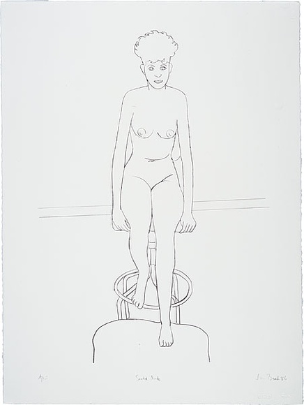 Artist: b'Brack, John.' | Title: b'Seated nude' | Date: 1986, 22 July | Technique: b'lithograph, printed in black/grey ink, from one zinc plate' | Copyright: b'\xc2\xa9 Helen Brack' Artist: b'Brack, John.' | Title: b'Seated nude' | Date: 1986, 22 July | Technique: b'lithograph, printed in black/grey ink, from one zinc plate' | Copyright: b'\xc2\xa9 Helen Brack'