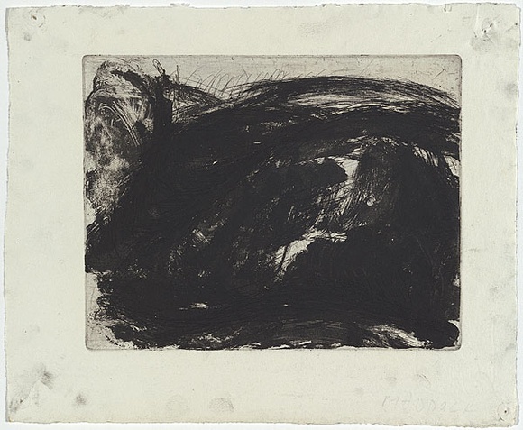 Artist: b'MADDOCK, Bea' | Title: b'Moor landscape' | Date: May 1961 | Technique: b'etching and aquatint, printed in black ink, from one plate'