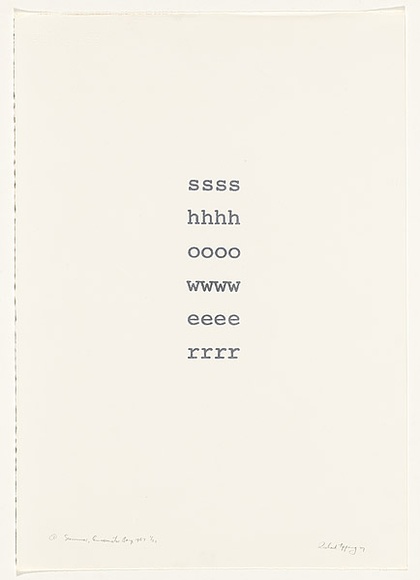 Artist: b'TIPPING, Richard' | Title: b'Shower' | Date: 1979 | Technique: b'screenprint, printed in grey ink, from one stencil' Artist: b'TIPPING, Richard' | Title: b'Shower' | Date: 1979 | Technique: b'screenprint, printed in grey ink, from one stencil'