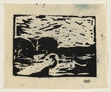 Artist: WILLIAMS, Fred | Title: English landscape | Date: c.1954 | Technique: linocut, printed in black ink, from one block | Copyright: © Fred Williams Estate