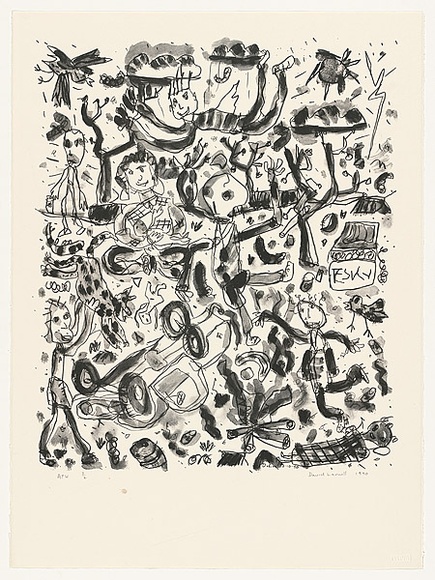 Artist: b'Larwill, David.' | Title: b'Outstation' | Date: 1991 | Technique: b'lithograph, printed in black ink, from one stone' Artist: b'Larwill, David.' | Title: b'Outstation' | Date: 1991 | Technique: b'lithograph, printed in black ink, from one stone'