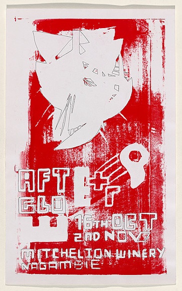 Artist: b'PANDAROSA,' | Title: b'Afterglo, Mitchelion Winery, Wagambie' | Date: c.2006 | Technique: b'screenprint, printed red ink, from one stencil; black pen additions' Artist: b'PANDAROSA,' | Title: b'Afterglo, Mitchelion Winery, Wagambie' | Date: c.2006 | Technique: b'screenprint, printed red ink, from one stencil; black pen additions'