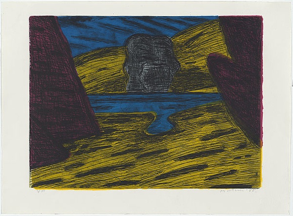 Artist: b'MAKIN, Jeffrey' | Title: b'Lakeside winter' | Date: 1988 | Technique: b'etching, printed in colour with plate-tone, from four plates' Artist: b'MAKIN, Jeffrey' | Title: b'Lakeside winter' | Date: 1988 | Technique: b'etching, printed in colour with plate-tone, from four plates'