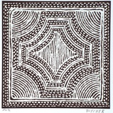 Artist: b'Cherel, Kumanjayi (Butcher).' | Title: b'Corroboree (body painting)' | Date: 1997, 1 May | Technique: b'linocut, printed in black ink, from one block'