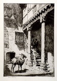 Artist: LINDSAY, Lionel | Title: Courtyard, Segovia | Date: 1929 | Technique: etching, printed in brown ink with plate-tone, from one plate | Copyright: Courtesy of the National Library of Australia