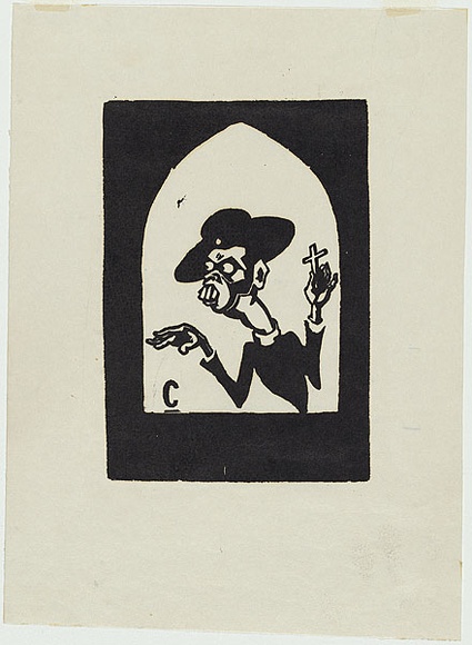 Artist: b'Counihan, Noel.' | Title: b'A sexless parson.' | Date: 1931 | Technique: b'linocut, printed in black ink, from one block' Artist: b'Counihan, Noel.' | Title: b'A sexless parson.' | Date: 1931 | Technique: b'linocut, printed in black ink, from one block'