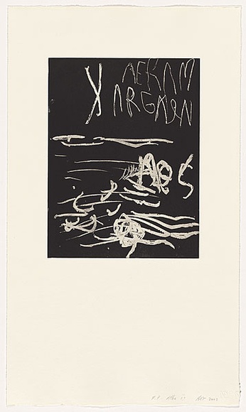 Artist: b'Tomescu, Aida.' | Title: b'Alba IX' | Date: 2002 | Technique: b'aquatint, printed in black ink, from one copper plate' | Copyright: b'\xc2\xa9 Aida Tomescu. Licensed by VISCOPY, Australia.' Artist: b'Tomescu, Aida.' | Title: b'Alba IX' | Date: 2002 | Technique: b'aquatint, printed in black ink, from one copper plate' | Copyright: b'\xc2\xa9 Aida Tomescu. Licensed by VISCOPY, Australia.'