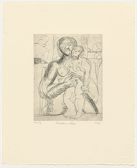 Artist: b'Furlonger, Joe.' | Title: b'Madonna and child (no.6)' | Date: 1989 | Technique: b'etching, printed in black ink, from one plate' Artist: b'Furlonger, Joe.' | Title: b'Madonna and child (no.6)' | Date: 1989 | Technique: b'etching, printed in black ink, from one plate'