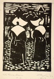 Artist: Taylor, John H. | Title: The two nuns, Chartres | Date: 1952 | Technique: linocut, printed in black ink, from one block