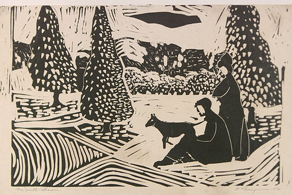 Artist: b'ROSENGRAVE, Harry' | Title: b'The mill stream' | Date: 1957 | Technique: b'linocut, printed in black ink, from one block' Artist: b'ROSENGRAVE, Harry' | Title: b'The mill stream' | Date: 1957 | Technique: b'linocut, printed in black ink, from one block'