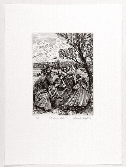 Artist: b'GRIFFITH, Pamela' | Title: b'A new life.' | Date: 1988 | Technique: b'etching, printed in black ink, from one plate' | Copyright: b'\xc2\xa9 Pamela Griffith' Artist: b'GRIFFITH, Pamela' | Title: b'A new life.' | Date: 1988 | Technique: b'etching, printed in black ink, from one plate' | Copyright: b'\xc2\xa9 Pamela Griffith'