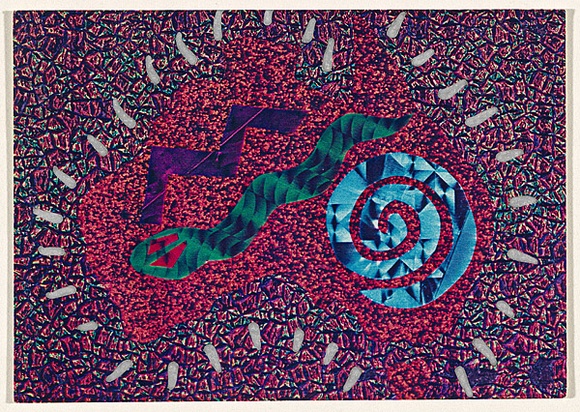 Artist: b'McDiarmid, David.' | Title: b'Postcard (Australia with snakes)' | Date: 1985 | Technique: b'screenprint, collage' | Copyright: b'Courtesy of copyright owner, Merlene Gibson (sister)' Artist: b'McDiarmid, David.' | Title: b'Postcard (Australia with snakes)' | Date: 1985 | Technique: b'screenprint, collage' | Copyright: b'Courtesy of copyright owner, Merlene Gibson (sister)'