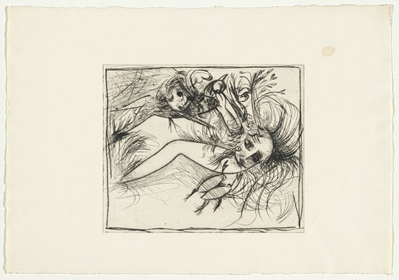 Artist: b'BOYD, Arthur' | Title: b'Broken nude and flying figure.' | Date: (1962-63) | Technique: b'drypoint, printed in black ink, from one plate' | Copyright: b'Reproduced with permission of Bundanon Trust' Artist: b'BOYD, Arthur' | Title: b'Broken nude and flying figure.' | Date: (1962-63) | Technique: b'drypoint, printed in black ink, from one plate' | Copyright: b'Reproduced with permission of Bundanon Trust'