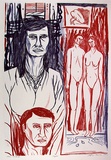 Artist: Harris, Jeffrey. | Title: Night | Date: 1987 | Technique: lithograph, printed in blue and red ink, from two stones
