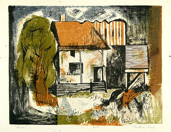 Artist: b'Brash, Barbara.' | Title: b'House.' | Date: c.1958 | Technique: b'lithograph, printed in colour, from five plates' Artist: b'Brash, Barbara.' | Title: b'House.' | Date: c.1958 | Technique: b'lithograph, printed in colour, from five plates'