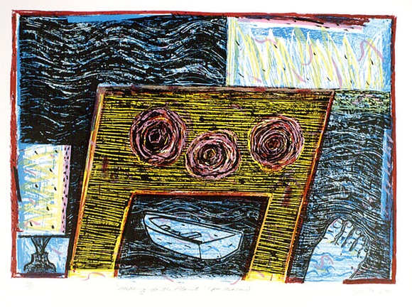 Artist: b'Zusters, Jane.' | Title: b'Stepping off the planet (for Marcus)' | Date: 1990 | Technique: b'lithograph, printed in colour, from multiple stones' Artist: b'Zusters, Jane.' | Title: b'Stepping off the planet (for Marcus)' | Date: 1990 | Technique: b'lithograph, printed in colour, from multiple stones'