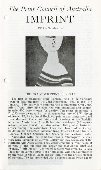 Artist: b'PRINT COUNCIL OF AUSTRALIA' | Title: b'Periodical | Imprint. Melbourne: Print Council of Australia, vol. 04, no. 1, 1969' | Date: 1969 Artist: b'PRINT COUNCIL OF AUSTRALIA' | Title: b'Periodical | Imprint. Melbourne: Print Council of Australia, vol. 04, no. 1, 1969' | Date: 1969