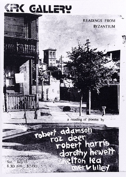 Artist: b'Korvisianos, Angela.' | Title: b'Kirk Gallery - Readings from Byzantium' | Date: 1978 | Technique: b'screenprint, printed in colour, from multiple stencils' Artist: b'Korvisianos, Angela.' | Title: b'Kirk Gallery - Readings from Byzantium' | Date: 1978 | Technique: b'screenprint, printed in colour, from multiple stencils'