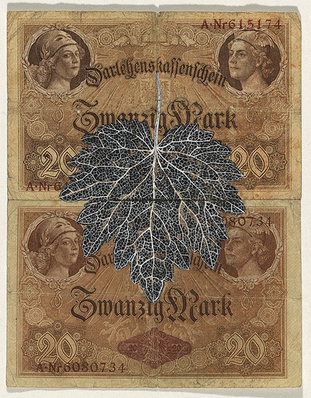 Artist: b'HALL, Fiona' | Title: b'Leonurus cardiaca -Motherwort (German currency)' | Date: 2000 - 2002 | Technique: b'gouache' | Copyright: b'\xc2\xa9 Fiona Hall' Artist: b'HALL, Fiona' | Title: b'Leonurus cardiaca -Motherwort (German currency)' | Date: 2000 - 2002 | Technique: b'gouache' | Copyright: b'\xc2\xa9 Fiona Hall'