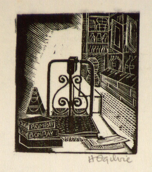 Artist: b'OGILVIE, Helen' | Title: b'not titled [Chemist shop interior - a wood engraving used for an illustration on Page 46 of Flinders Lane, Recollections of A' | Date: (1947) | Technique: b'wood-engraving, printed in black ink, from one block' Artist: b'OGILVIE, Helen' | Title: b'not titled [Chemist shop interior - a wood engraving used for an illustration on Page 46 of Flinders Lane, Recollections of A' | Date: (1947) | Technique: b'wood-engraving, printed in black ink, from one block'