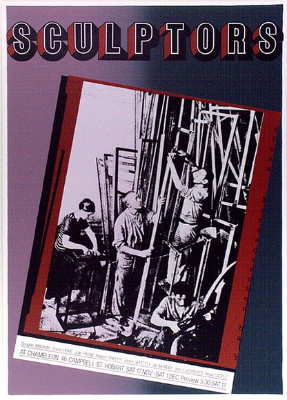 Artist: b'ARNOLD, Raymond' | Title: b'Sculptors at Chameleon.' | Date: 1984 | Technique: b'screenprint, printed in colour, from four stencils' Artist: b'ARNOLD, Raymond' | Title: b'Sculptors at Chameleon.' | Date: 1984 | Technique: b'screenprint, printed in colour, from four stencils'